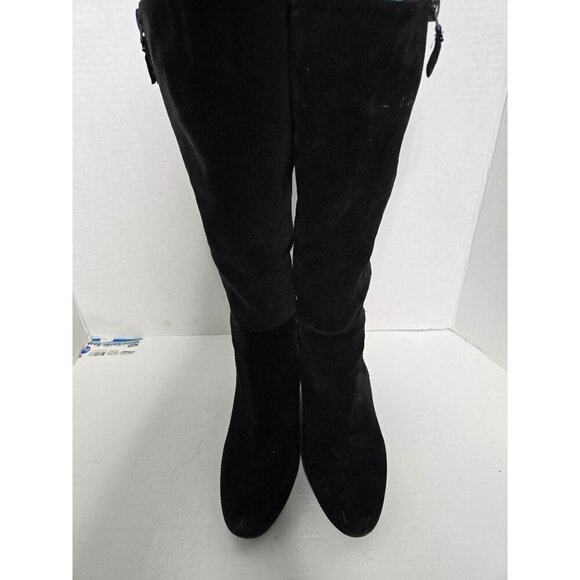 Via Spiga Black Suede Knee High Wedge Riding Boots - Picture 2 of 16